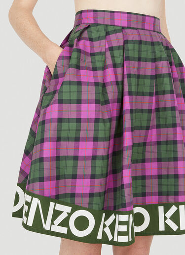 Kenzo Logo Trim Tartan Skirt Pink knz0250013
