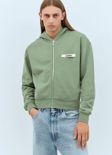 Le Hoodie Zip Gros Grain Sweatshirt Jacquemus Le Hoodie Zip Gros Grain Sweatshirt Green jac0158016