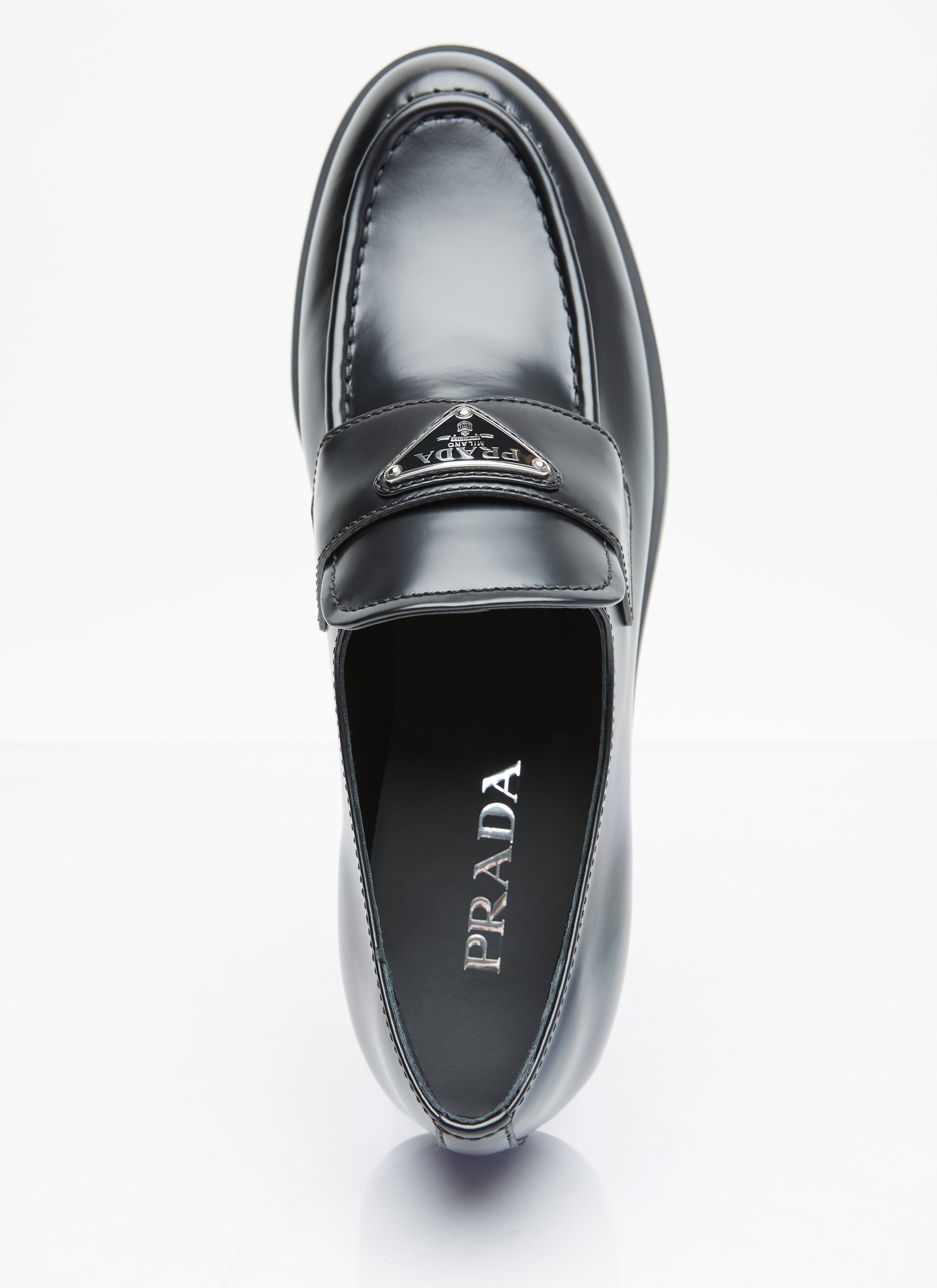 Prada Women s Brushed Leather Loafers in Black LN CC