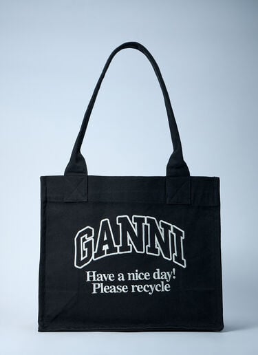 GANNI Large Easy Shopping Tote Bag Black gan0261034