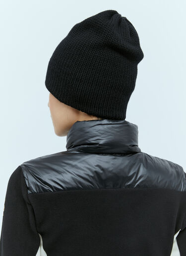 Moncler Grenoble 徽标贴饰羊毛无檐便帽 黑 mog0253013