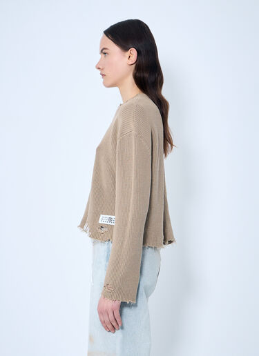 MM6 Maison Margiela ディストレス ニットセーター ベージュ mmm0259008