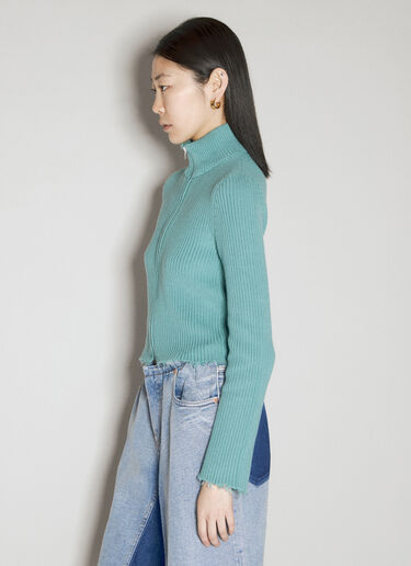 MM6 Maison Margiela Raw Hem Camionneur Cardigan Blue mmm0255001