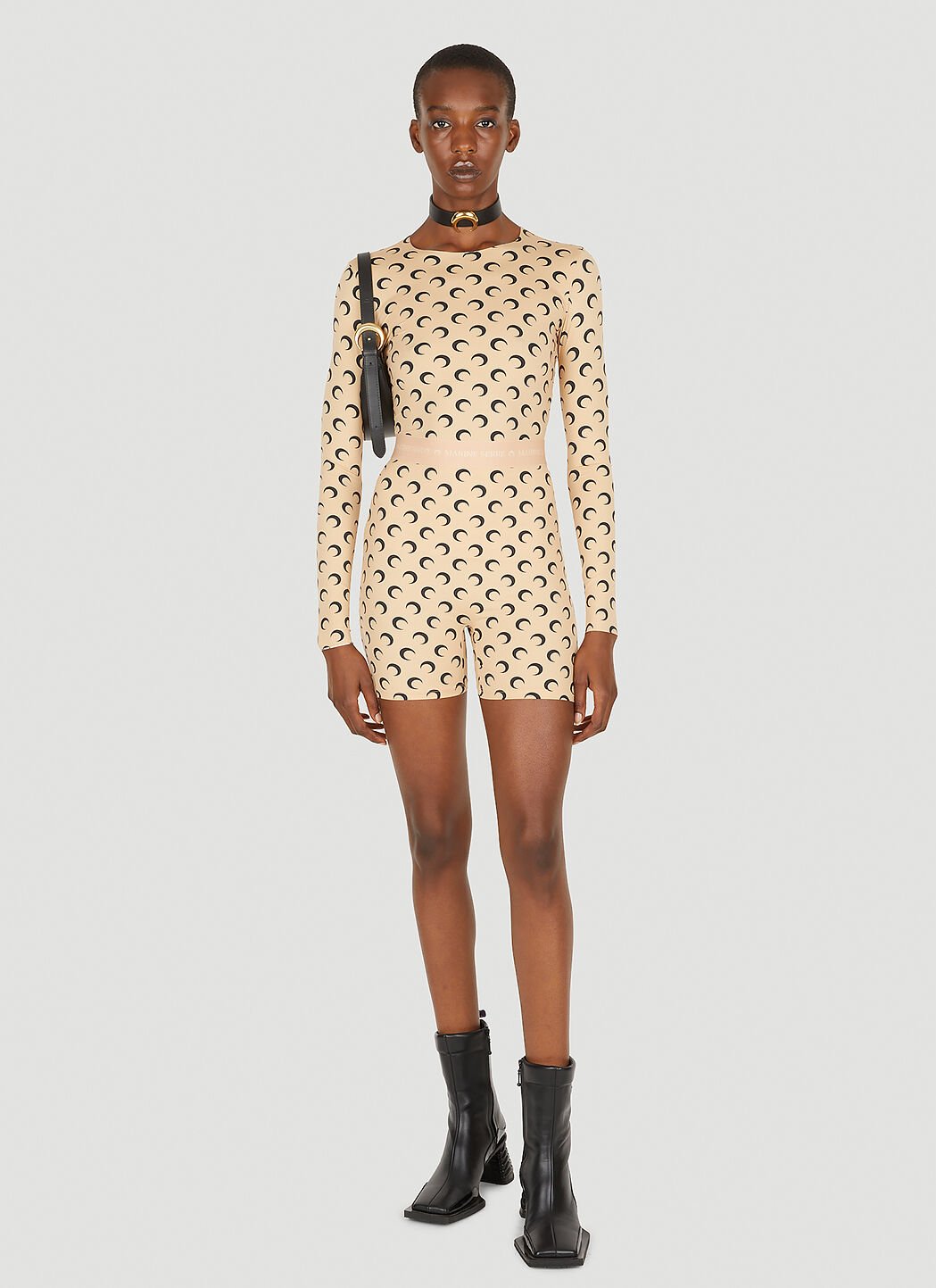 Marine Serre Tan All Over Moon Jumpsuit