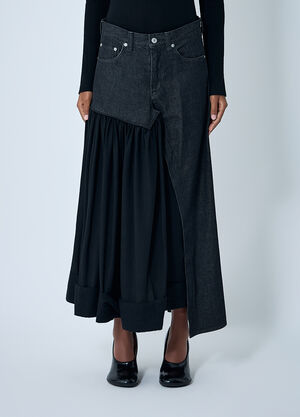 Yohji Yamamoto Cut-Off Combination Midi Skirt Black yoy0262002