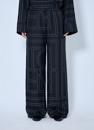 Toteme Monogram Silk Pj Pants Black tot0265079
