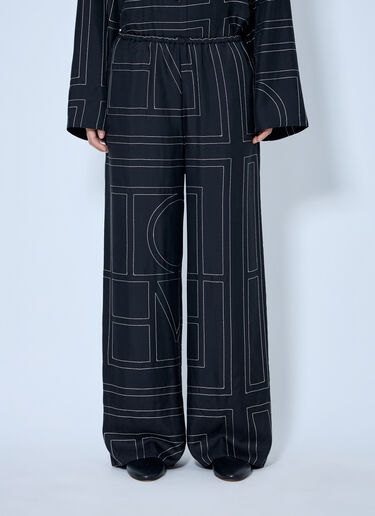 LN-CC® - Toteme: Monogram Silk Pj Pants - Black Toteme Monogram Silk Pj Pants Black tot0265079