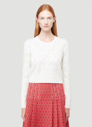 Gucci GG-Knit Cropped Sweater White guc0242026
