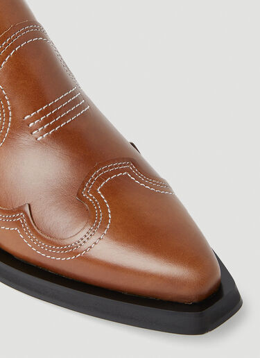 GANNI Embroidered Western Mules Brown gan0253025