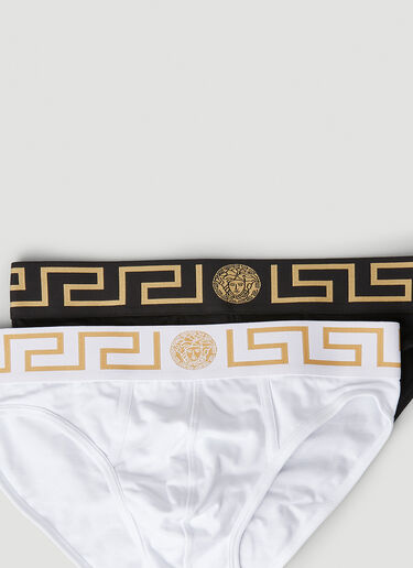 Versace Set of Two Greca Border Briefs White ver0149068