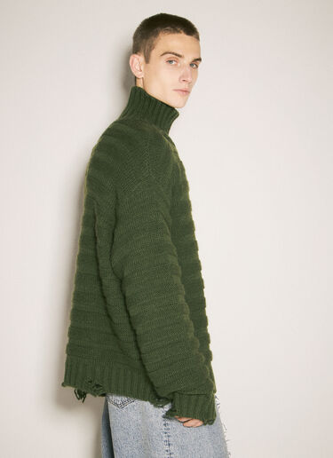 MM6 Maison Margiela Distressed Turtleneck Sweater Green mmm0157004