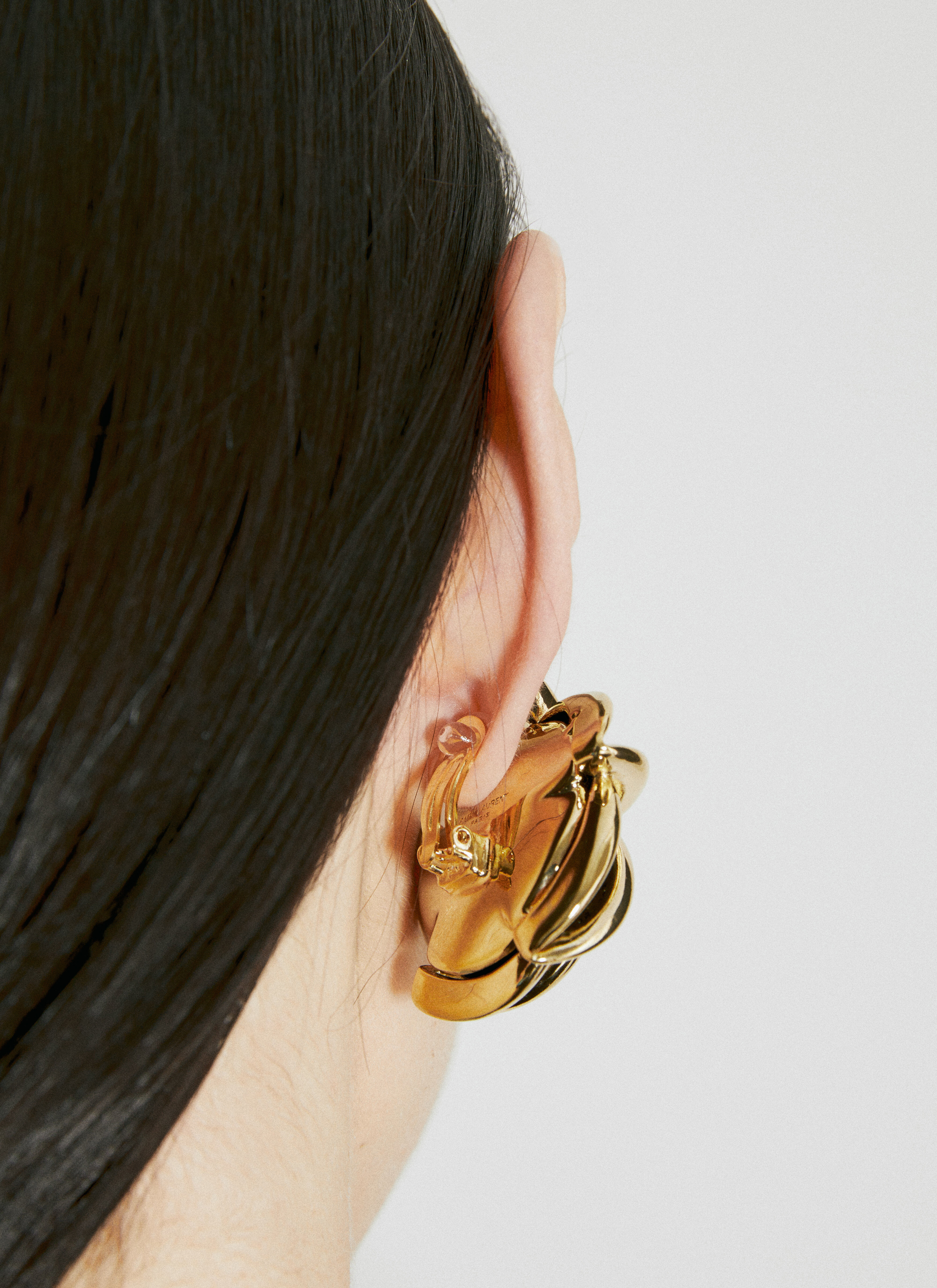 Saint Laurent Vintage Spiral Earrings In Metal And Velvet en Gold pour femme LN CC