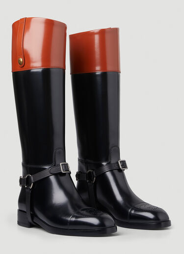 Gucci Zelda Harness Knee High Riding Boots Black guc0247103