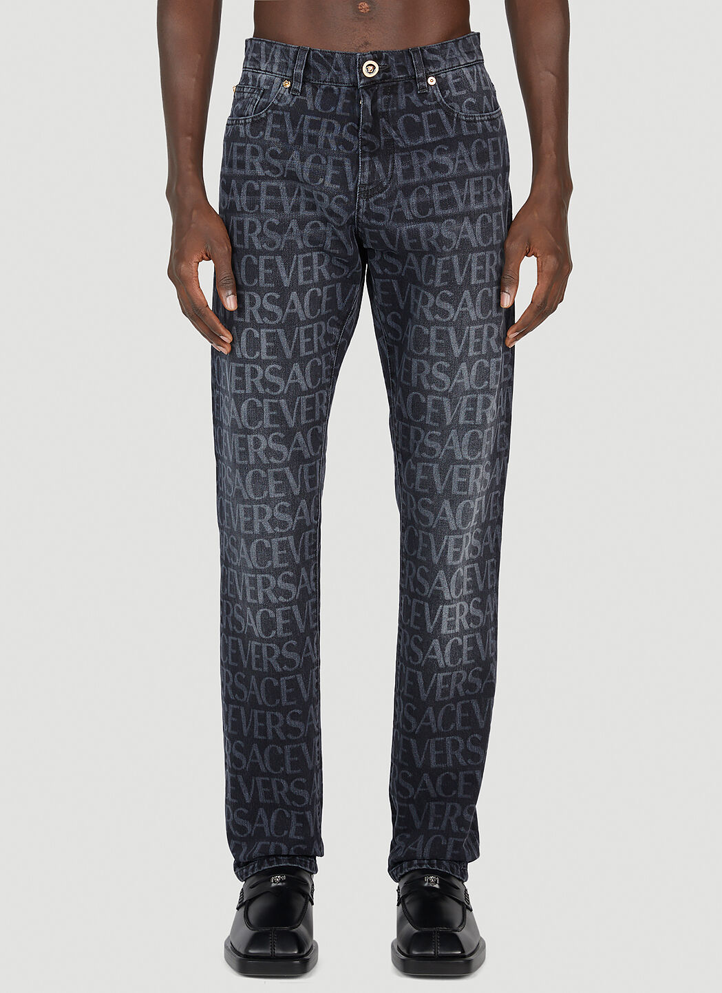 Rick Owens Laser Logo Print Jeans Grey ric0154008