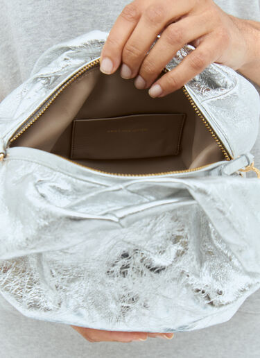 Dries Van Noten Medium Twist Metallic Handbag Silver dvn0257005