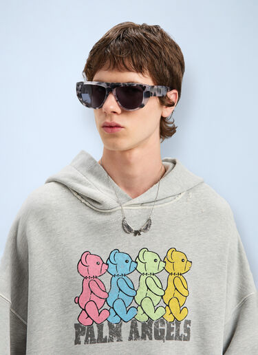 Logo Motif Hooded Sweatshirt Palm Angels Logo Motif Hooded Sweatshirt Grey pma0160035
