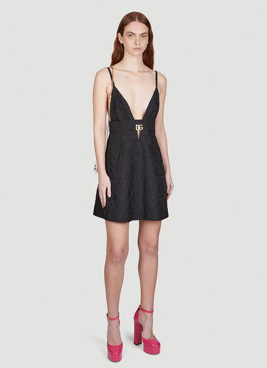 Dolce & Gabbana DG Jacquard Mini Dress Black dol0249021