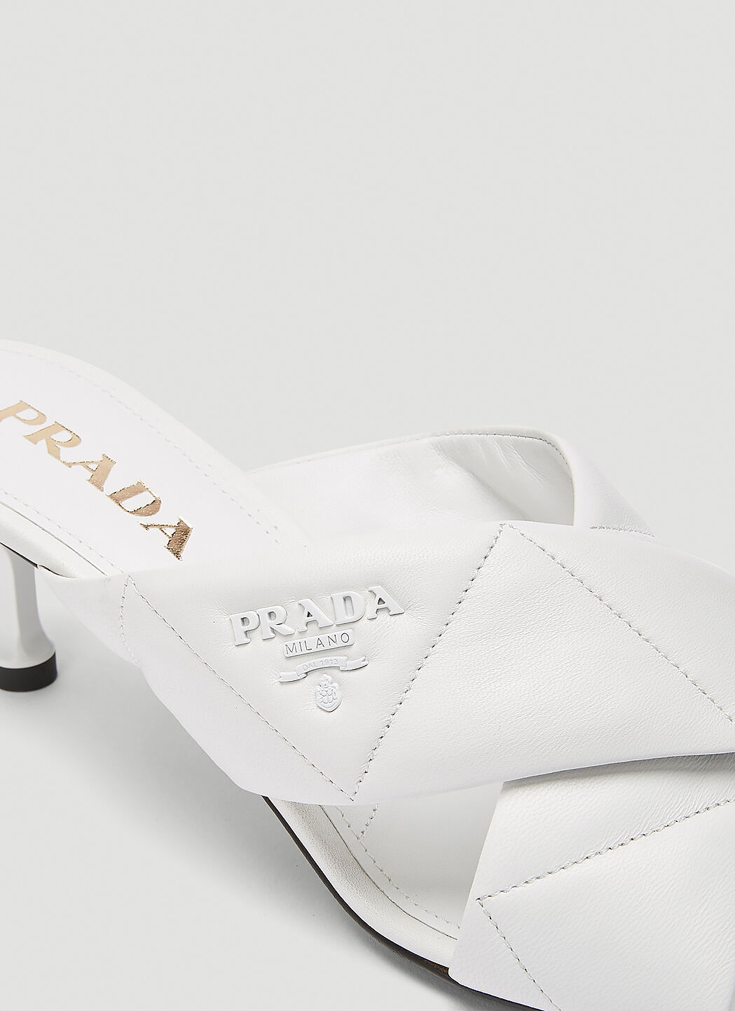 White prada mules sales