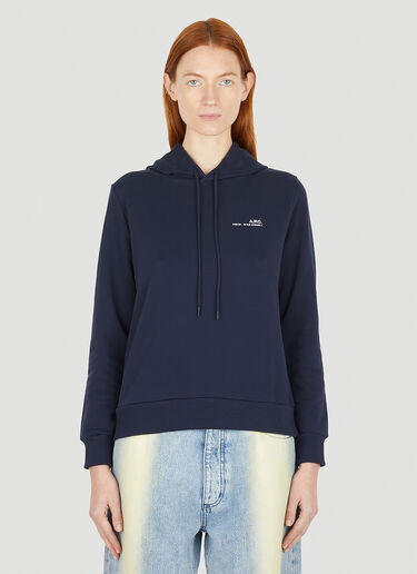 A.P.C. Logo Print Hooded Sweatshirt Blue apc0251013