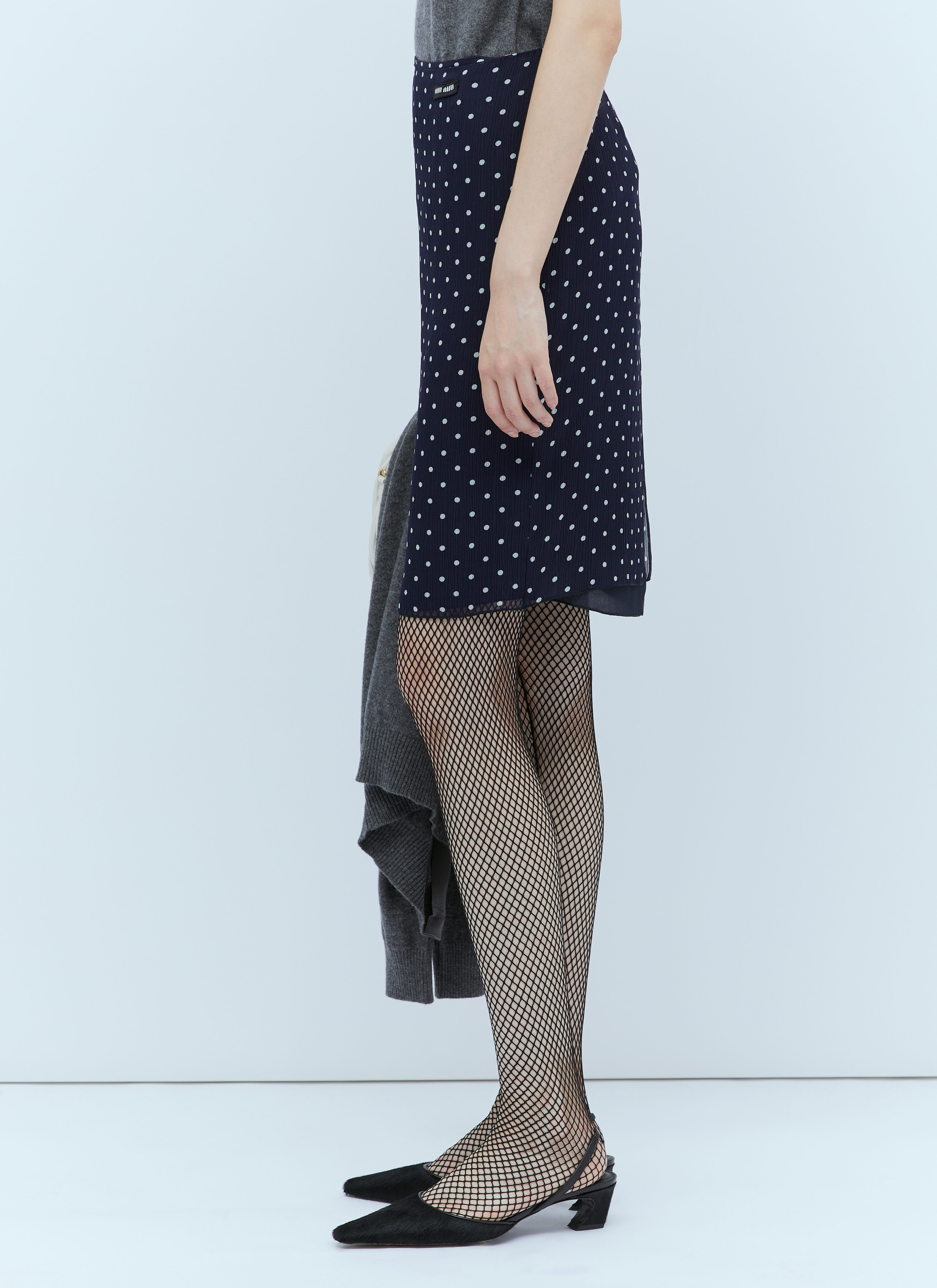 Miu Miu Polka Dot Silk Chiffon Skirt in Blue fur Damen LN CC