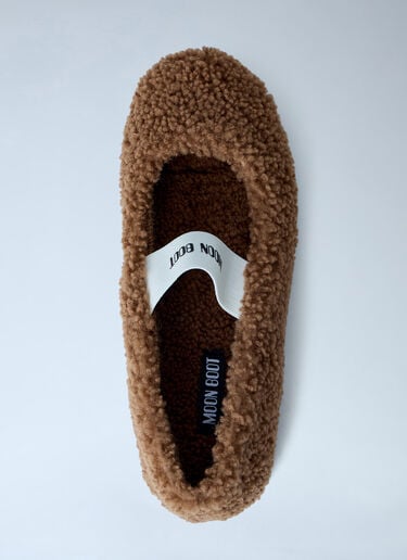 Moon Boot Shearling Ballerina Flats Brown mnb0363001