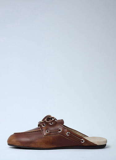 Leather Lace-Up Mules Miu Miu Leather Lace-Up Mules Brown miu0263031