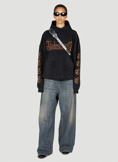 Balenciaga Heavy Metal Distressed Hooded Sweatshirt Black bal0253027
