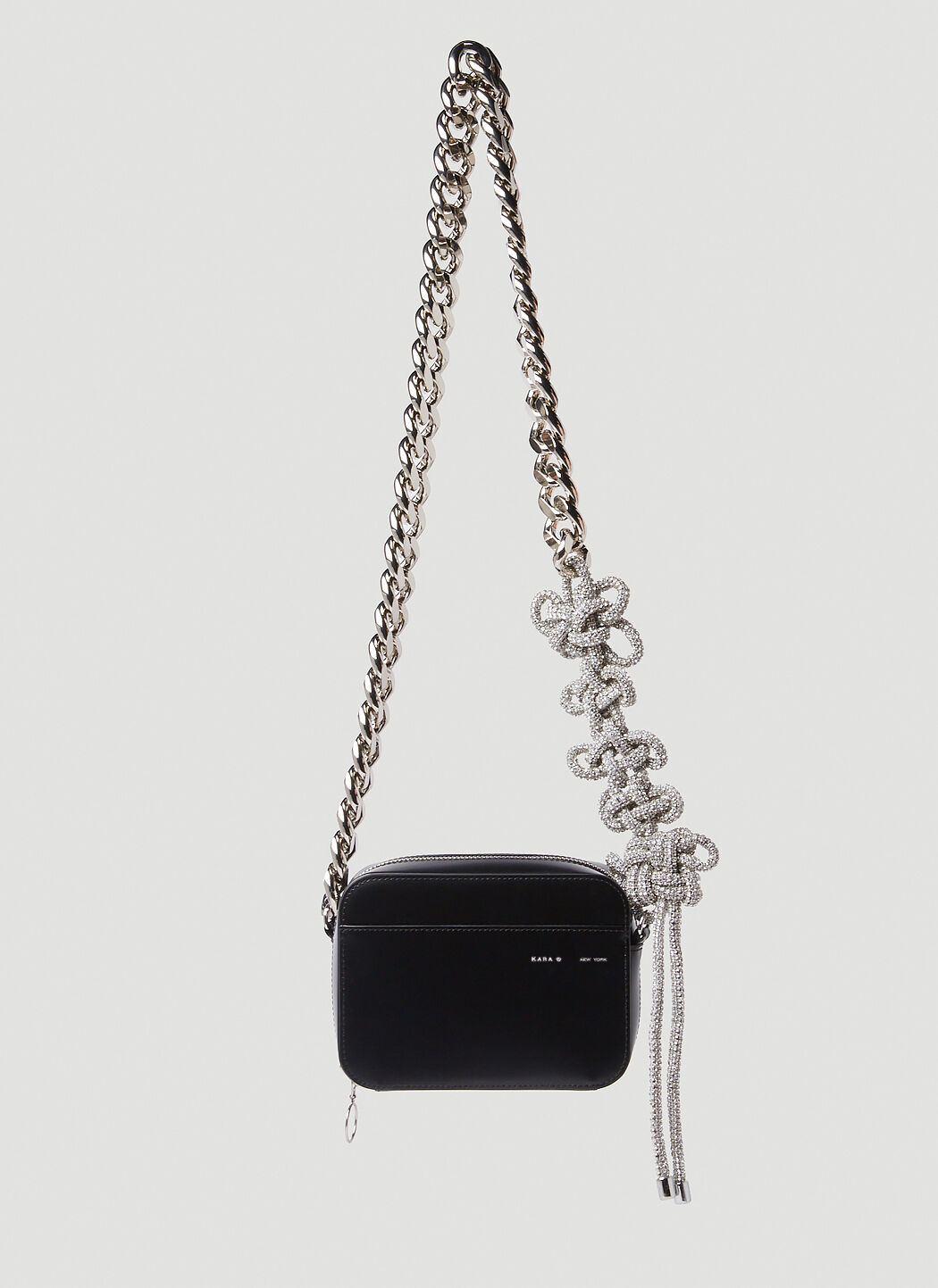 Chain embossed leather shop camera bag