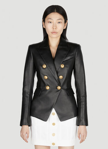 Balmain Leather Blazer Black bln0252031