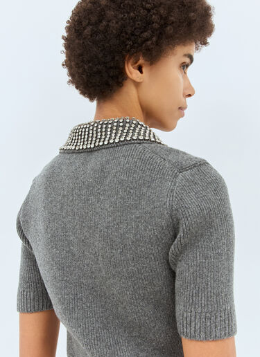 Gucci Rib Wool Polo Shirt Grey guc0258005