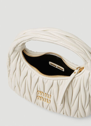 Miu Miu Matelassé Logo Plaque Handbag White miu0251022
