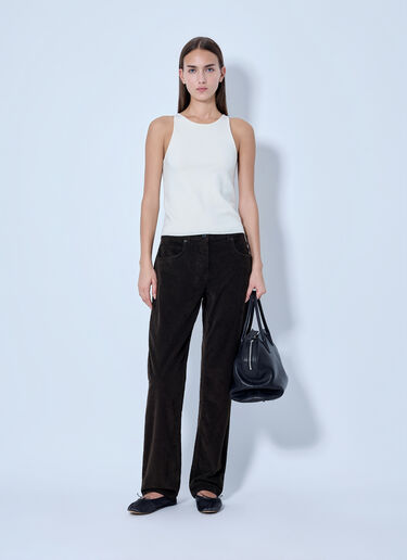 LN-CC® - The Row: Frava Cotton-Corduroy Mid-Rise Straight-Leg Pants - Brown The Row Frava Cotton-Corduroy Mid-Rise Straight-Leg Pants Brown row0265006