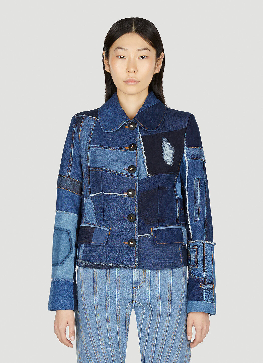 Dolce Gabbana Patchwork Denim Jacket ModeSens