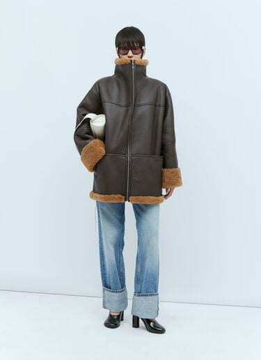 시그니처 시어링 재킷 TOTEME 시그니처 시어링 재킷 브라운 tot0254016