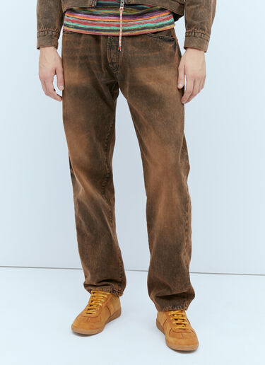 Aries Acid Wash Batten Denim Jean Brown ari0154014