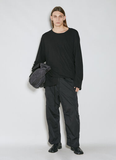 Yohji Yamamoto Asymmetric Hem Long Sleeve T-Shirt Black yoy0154009