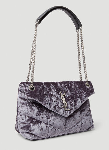 Saint Laurent Loulou Puffer Velvet Shoulder Bag Purple sla0250064
