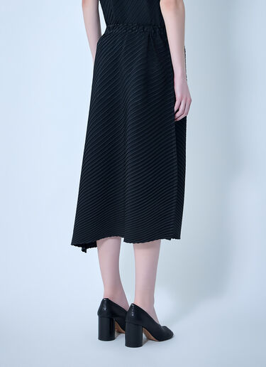 Issey Miyake Diagonal Textured Midi Skirt Black ism0264003