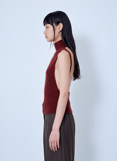 LN-CC® - Max Mara: Ribbed Sleeveless Turtleneck Top - Bordeaux Max Mara Ribbed Sleeveless Turtleneck Top Bordeaux max0266217