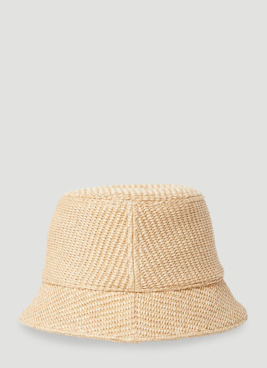 Marni Logo Embroidery Raffia-Effect Bucket Hat Beige mni0255036