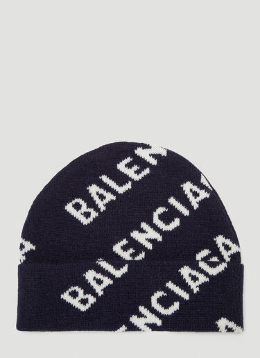 Balenciaga Intarsia-Logo Beanie Hat Black bal0143049