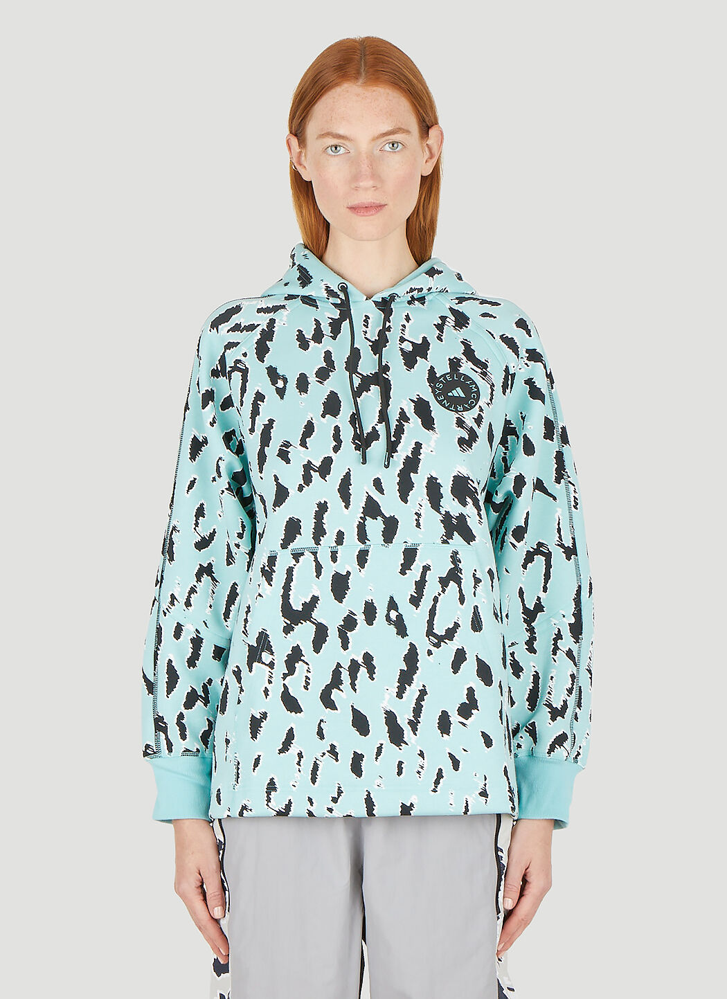 adidas by Stella McCartney Leopard Print Hooded Sweatshirt 블랙 asm0254042