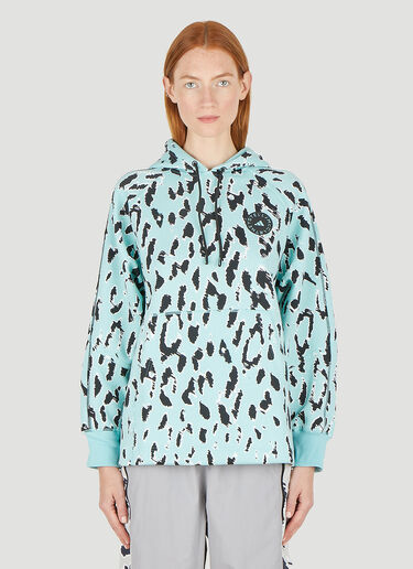 adidas by Stella McCartney Leopard Print Hooded Sweatshirt Blue asm0247015