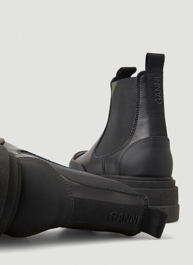 GANNI Leather Low Chelsea Boots Black gan0246120