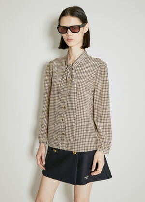 Prada Jacquard Crepe De Chine Shirt Brown pra0254004
