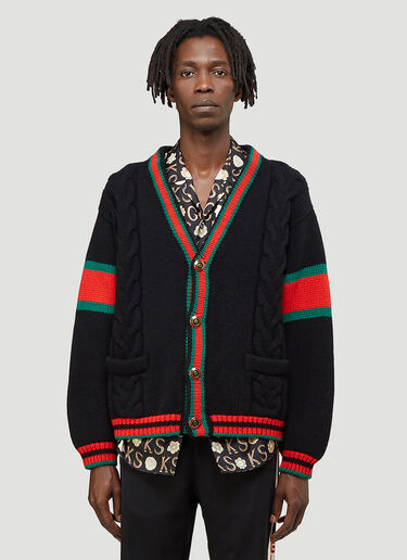 Gucci Oversized Cable-Knit Cardigan Black guc0143013