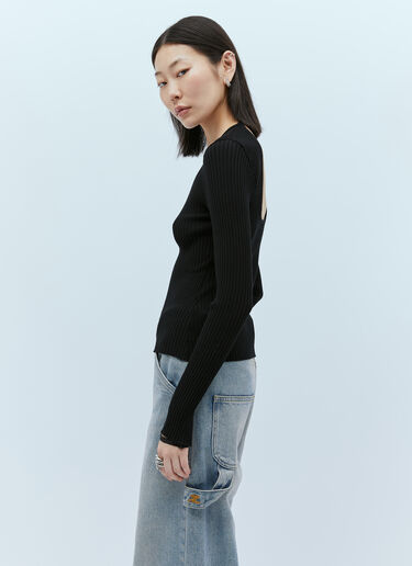 Courrèges Elastic Wrists Rib Knit Sweater Black cou0253042