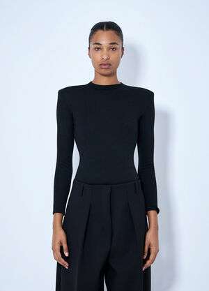 Jil Sander Wool Bodysuit with Long Sleeves Black jil0266007