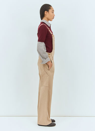Miu Miu Logo Embossed Overalls Beige miu0255001