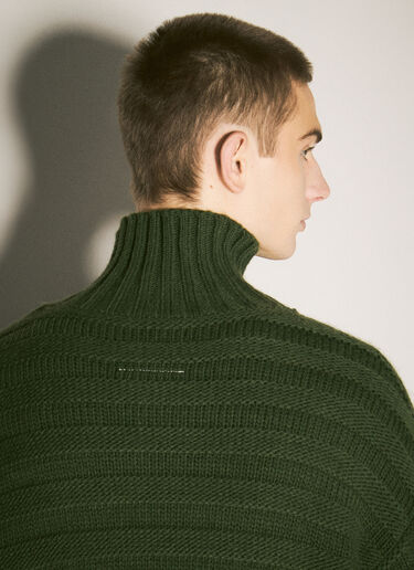 MM6 Maison Margiela Distressed Turtleneck Sweater Green mmm0157004